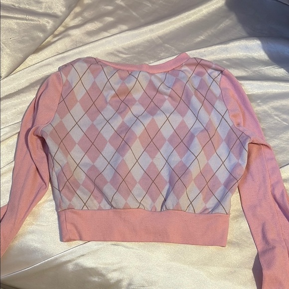 Pink Argyle Cropped Sweater - Picture 3 of 3